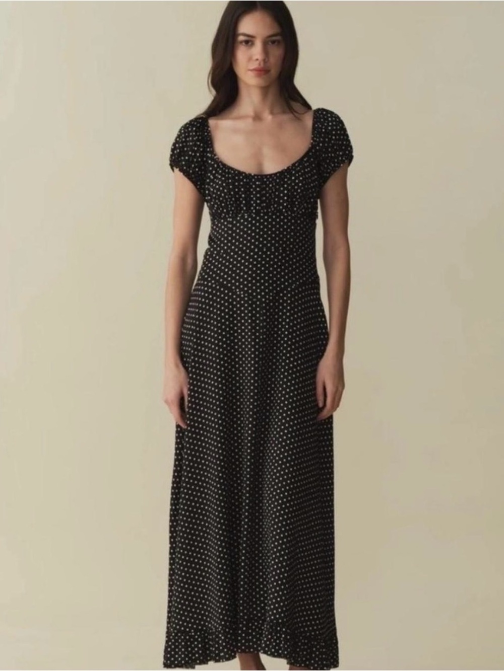 Doen 95% silk Ramona dress polka dot black white size XS